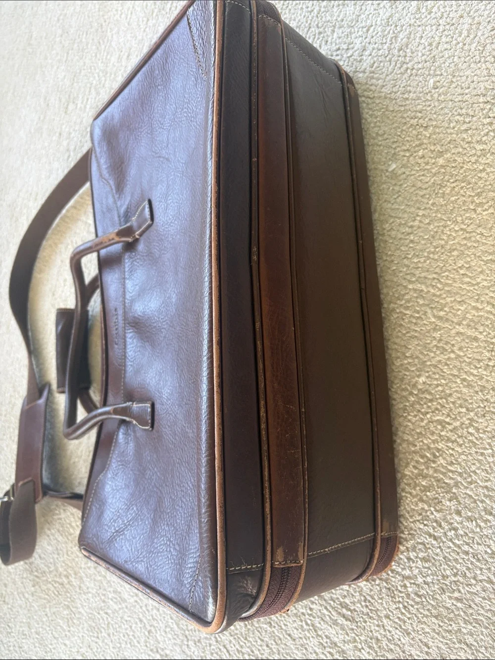 Vintage Cole Haan Brown Leather Briefcase with Shoulder Strap